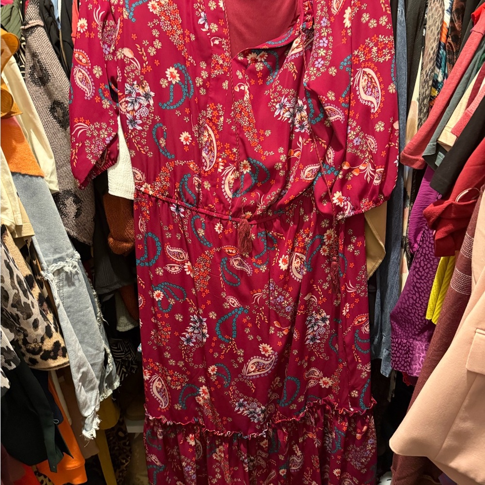 Floral Paisley Red Dress